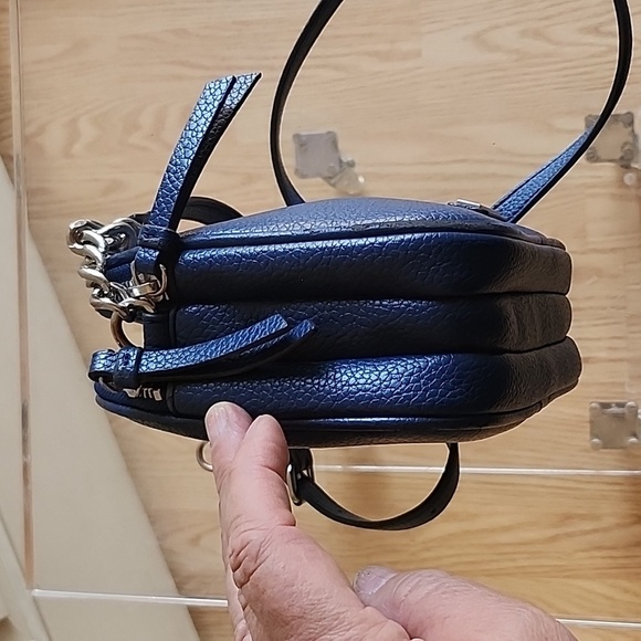 Vintage Calvin Klein Blue Vegan Crossbody Bag Structured Minimalist Design - Picture 10 of 16